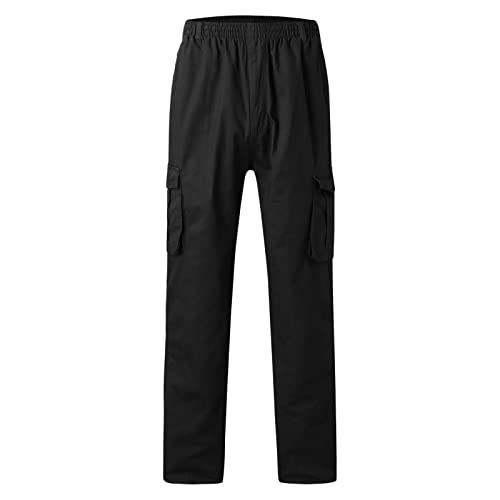Mens Plus Size Cargo Pants Y2K Trendy Casual Elastic Waisted Cotton Pants Loose Fit Lightweight Straight Leg Hiking Trousers