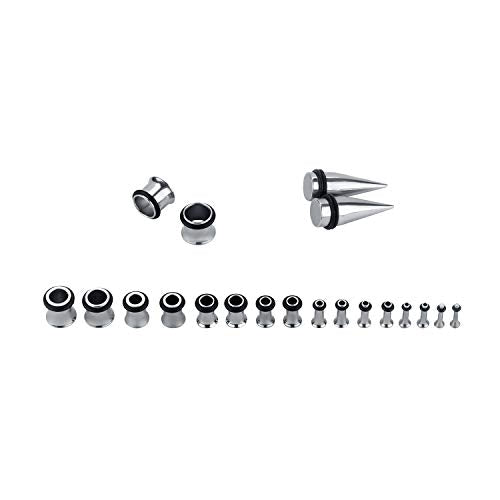 36PC Ear Stretching Kit 14-00G Ear Gauge Stretching Kit Gauges for Ears Stretching Kit Taper and Plugs Kit