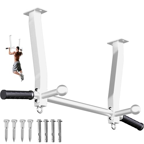 HWOOUSA Pull Up Bar Ceiling Mount, 600LBS Heavy Duty Multi Grip Chin Up Bar, 24"/16" Rafter PullUp Bar, Ceiling Beam for G...