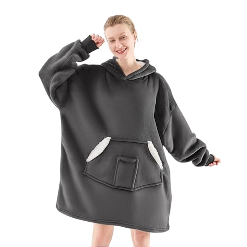 NORD ECO Wearable Blanket Hoodie, Oversized Sherpa Fleece Sweatshirt Blanket with Giant Pockets & Sleeves for Adult, Cozy ...