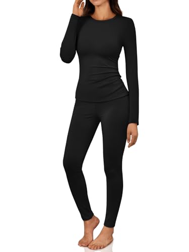 LILLUSORY Womens Long Johns Thermal Underwear Fleece Lined Leggings Warm Pajama Pants Set Shirts Winter Clothes 2025