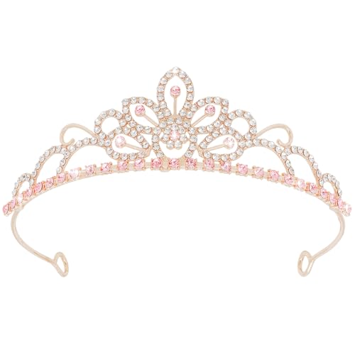 SuPoo Pink Gold Crown Tiaras for Girl Princess Crown Headband Birthday Hair Accessories Princess Decoration for Wedding Pa...
