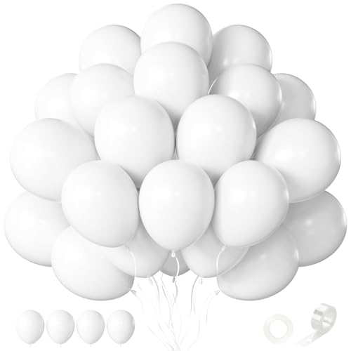 CVPARTYON White Balloons, 60 PCS White Balloons 12 inch Latex Balloon for Birthday Party Decoration, Wedding, Baby Shower,...