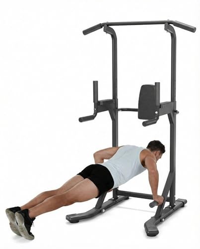 Power Tower Pull Up Bar & Dip Station, 450LB Weight Capacity, Heavy-Duty Carbon Steel Free Standing Home Gym for Pull-Ups,...