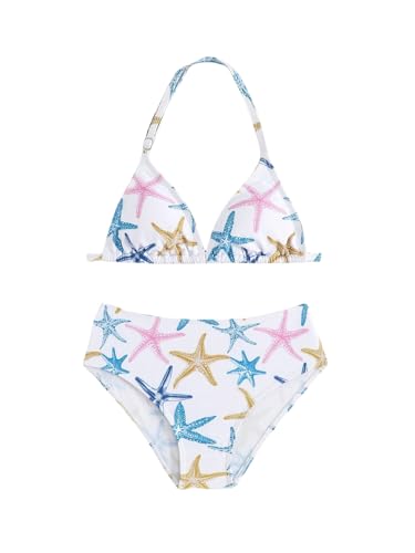 Verdusa Girl's 2 Piece Cute Bathing Suits Halter Backless Bikini Set Girls Swimsuits Triangle Bikinis