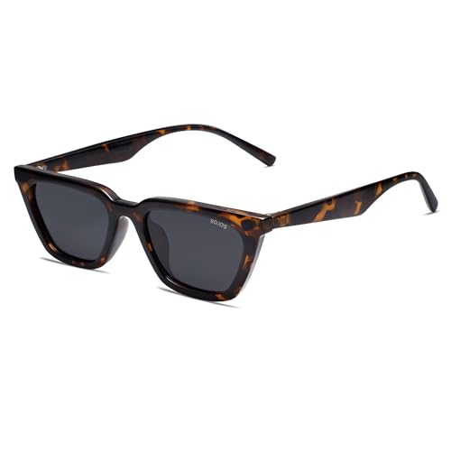 SOJOS Polarized Narrow Square Cateye Sunglasses for Women Retro Trendy Driving Glasses SJ2169