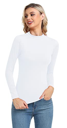 Women's Basic Long Sleeve Thermal Top Lightweight Mock Neck Shirts Slim Fit Layer Soft Top