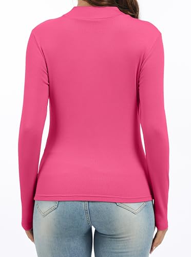 Jeqeocafy Women's Knitted Rib Mock Neck Long Sleeve Tshirt Fall Fashion Basic Thermal Underwear Tops Winter Clothes 2026