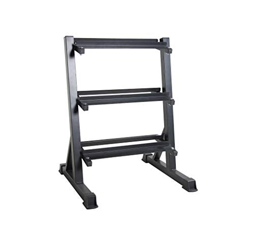 CAP 280 lb Coated Chrome Handle Hex Dumbbell Weight Set with Three Tier Rack