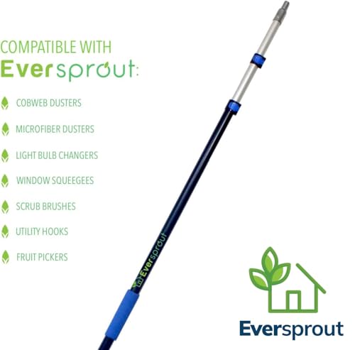 EVERSPROUT Pro Pole, 5-to-12 Foot Heavy Duty Extension Pole (3-Stage), Lightweight Anodized Aluminum, Telescoping Pole - F...