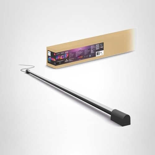 Philips Hue Large Smart Light Tube, Black - White and Color Ambiance LED Color-Changing Light - 1 Pack - Sync with TV, Music, and Gaming - Requires Bridge and Sync Box - Control with App or Voice