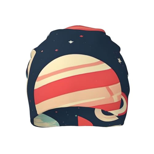 YANYU Outer Space Planets Print Soft Beanie Hat for Men Women Warm Fashion Cap for Jogging Cycling Gift Outdoor Use Black