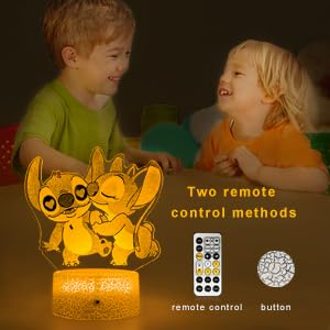 NINE SQUARE EGOU Stitch Night Light with Timer & Remote, Smart Touch, 7 Colors, Dimmable Lamp, Model JFYD03, Color: Stich-1