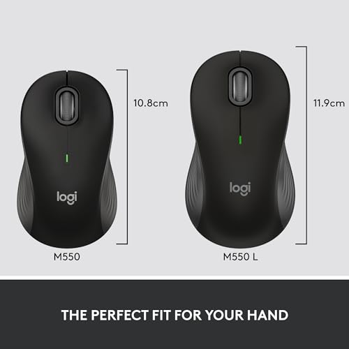 Logitech Signature M550 L Full Size Wireless Mouse - for Large Sized Hands, 2-Year Battery, Silent Clicks, Bluetooth, Mult...