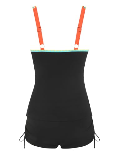 ZAFUL Women's V-Wire Tankini Swimsuits Tummy Control Ruched Top Two Piece Bathing Suits with High Waisted Shorts