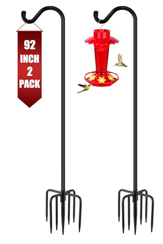 Gtongoko 92 Inch 2 Pack Bird Feeder Poles for Outdoors Heavy Duty, Shepherds Hooks for Outdoor, Hummingbird Feeder Stand, ...