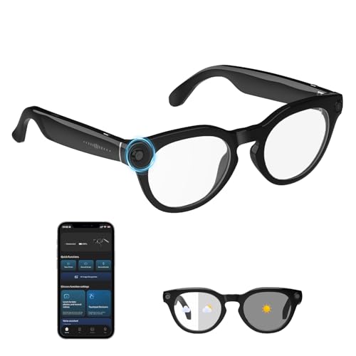 padom AI Smart Glasses with Camera 4K, 1080p HD Video Recording Glasses, 8MP Bluetooth Sunglasses for Men & Women, Al-Powe...