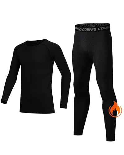 Boys Compression Shirt Long Sleeve Suit Youth Undershirts Kids Football Baseball Baselayer Cold Gear Quick Dry Black