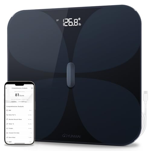 Yunmai Smart Scale with BMI, Body Fat, Muscle Mass, Body Weight, Body Fat Scale, 13 Body Composition Scale, Accurate Digit...