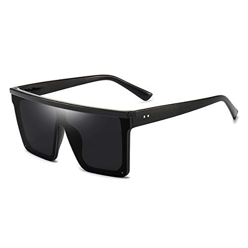 Dollger Square Oversized Sunglasses for Women Men Fashion Flat Top Big Black Frame Shades
