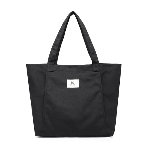 Moyaqi Canvas Tote Bag with Yoga Mat Carrier Pocket Carryall Shoulder Bag for Office, Workout, Pilates, Travel, Beach and Gym