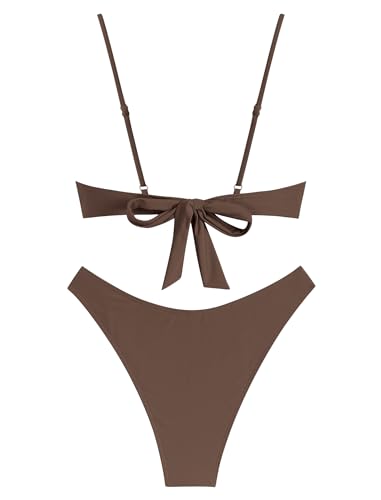 ZAFUL Women High Cut Bikini Sets String Sexy Swimsuit Two Piece Underwire Bathing Suit Brazilian Cheeky Cut Out Cute Swimwear