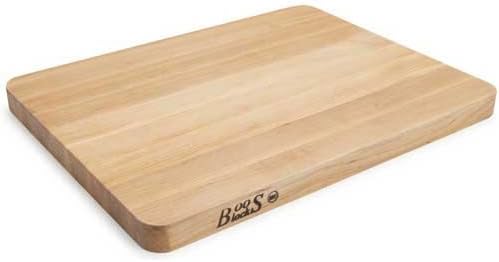 John Boos Chop-N-Slice Series Rectangular Wooden Maple Cutting Board 20”x15” – 1.25” Thick, 10-lb Reversible Butcher Block with Eased Corners & Edge-Grain – Made in the USA