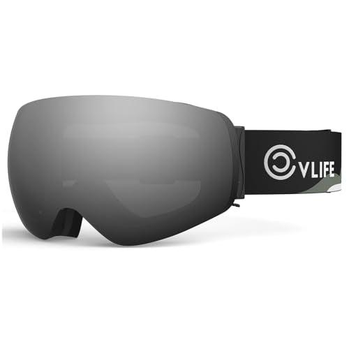 CVLIFE Ski Goggles OTG, Snow/Snowboard Goggles for Men, Women & Youth - Magnetic Lens, Frameless, 100% UV400 Protection
