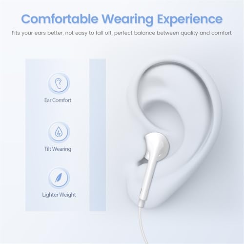 2 Pack-USB C Headphones for iPhone 17/16/15, Type C Earbuds Wired Earbuds with Microphone & Remote Control Noise Cancellin...