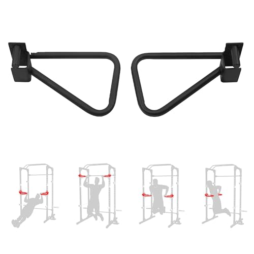 Dual Grip Dip Bars Attachment for 2x2 Power Rack & Squat Rack, Heavy Duty Pair for Pull Ups, Push Ups, Triceps & Chest Wor...