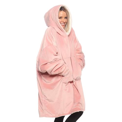 THE COMFY Original | Sherpa Lined Microfiber Fleece Wearable Blanket, Oversized Design with Hood and Pocket from Shark Tank