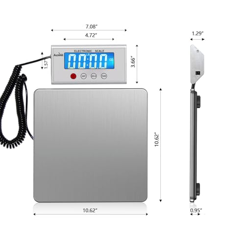 ACNHLI Digital Shipping Scales 440 pounds, Stainless Steel Heavy Duty Postal Scale for Warehouses, Homes, Offices, and Cou...
