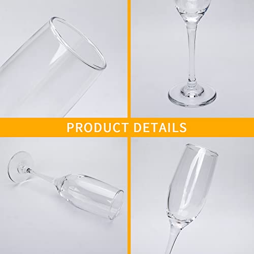 Cadamada 6 oz Champagne Flutes Glass, Wine Flutes Set of 12, for Champagne, Wine, High-End Banquets, Parties, Bars, Weddin...