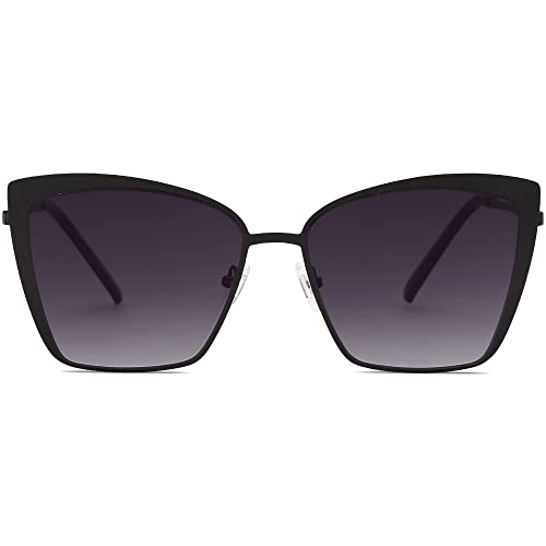 SOJOS Cateye Sunglasses for Women Fashion Mirrored Lens Metal Frame SJ1086