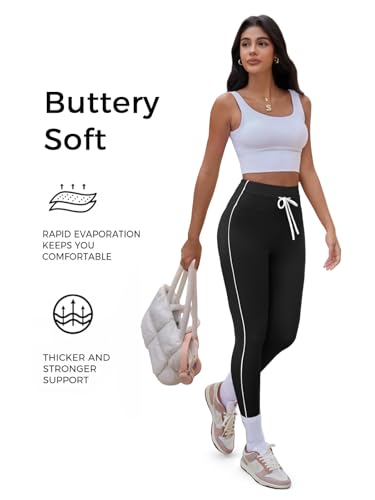 Aoysky Womens Buttery Soft High Waisted Drawstring Leggings 25'' Workout Running Gym Athletic Yoga Pants