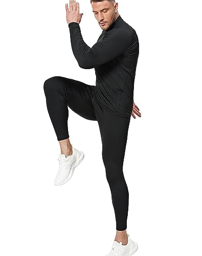 5 or 4 Pack Men's Thermal Turtle Mock Neck Shirts, Long Sleeve Compression Shirts Fleece Lined Undershirt Base Layer Tops