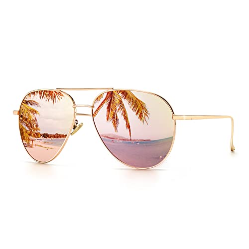 SUNGAIT Women's Lightweight Oversized Aviator Sunglasses - Classic Style Polarized Lens