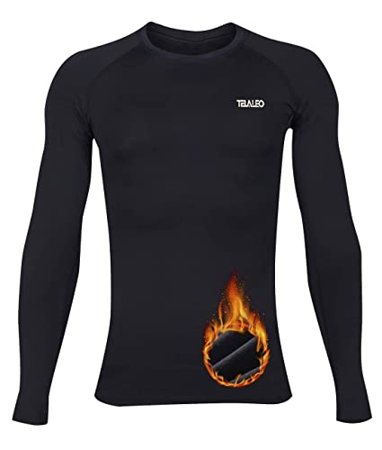 TELALEO Boys' Girls' Long Sleeve Compression Shirts Thermal Fleece Lined Kids Athletic Sports Tops Leggings Baselayer Set