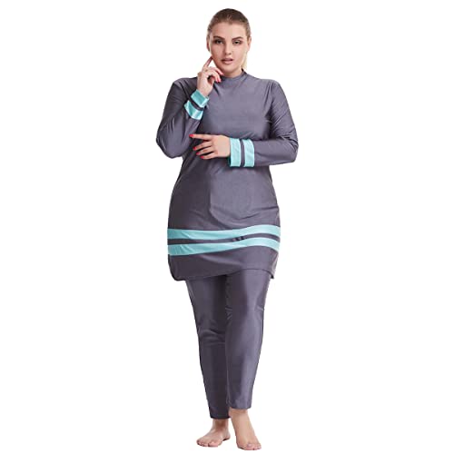 Plus Size Muslim Swimsuits for Women Modest Islamic Swimwear Burkini Full Cover Hijab Top Pants 3PCS Fat Bathing Suits