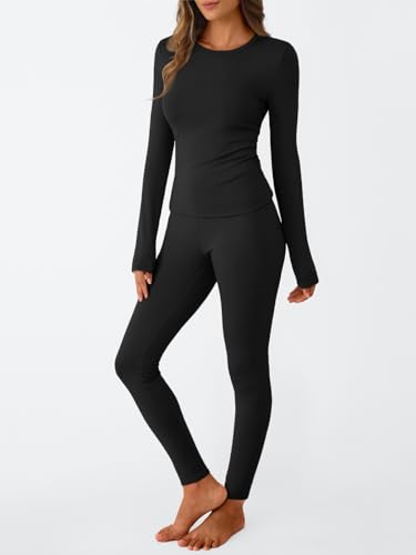 LILLUSORY Womens Long Johns Thermal Underwear Fleece Lined Leggings Warm Pajama Pants Set Shirts Winter Clothes 2025