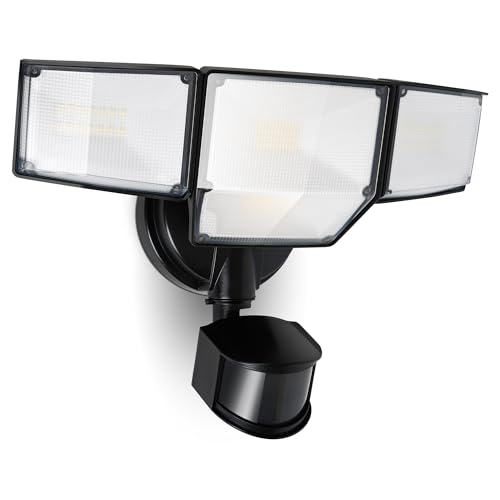 LUTEC 80W 9000LM LED Security Light Hardwire Motion Sensor Outdoor Lights, 4 Head LED Flood Lights Outdoor 5000K Daylight,...