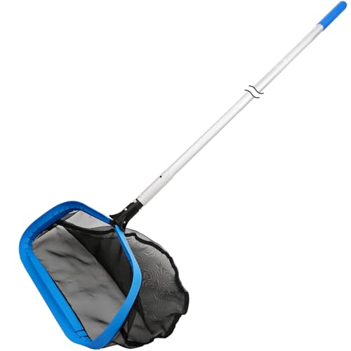 17.5'' Self-repair Pool Net with Pole 10 Ft Thick Aluminum 8 Sections Detachable Pool Poles & Nylon Fine Mesh Netting Bag ...