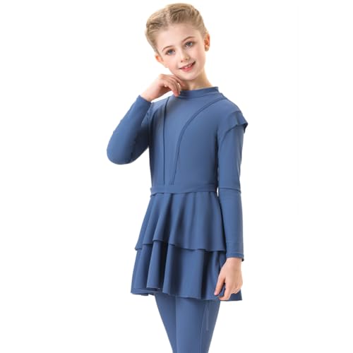 FYMNSI Kids Burkini Swimsuits Girls Baby Modest Muslim Swimwear Long Sleeve Swim Top Pants Hijab 3PCS Bathing Suit Rash Guard