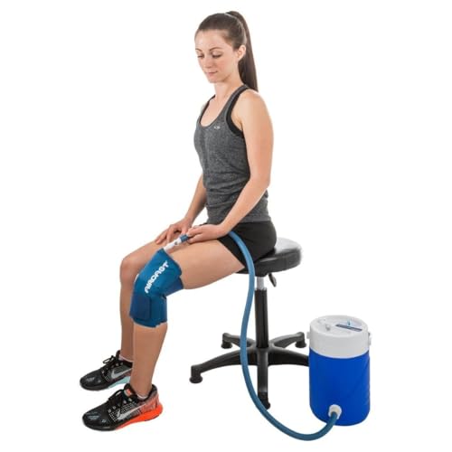 Aircast Cold Therapy Universal Fit Knee Cryo and Cuff with Gravity-Fed Non-Motorized Cooler for Maximum Cryotherapy (Blue,...