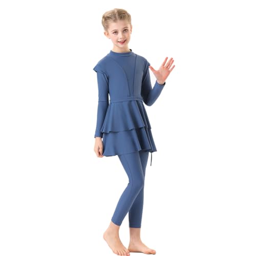 FYMNSI Kids Burkini Swimsuits Girls Baby Modest Muslim Swimwear Long Sleeve Swim Top Pants Hijab 3PCS Bathing Suit Rash Guard