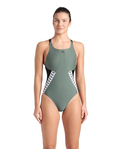 ARENA Women's Feel Icons Stripe Swimsuit Swim Pro Back Ladies Pool Bathing Suit