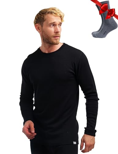 Merino.tech Merino Wool Base Layer - Mens 100% Merino Wool Long Sleeve Thermal Shirts Heavyweight, Midweight, Lite with Socks