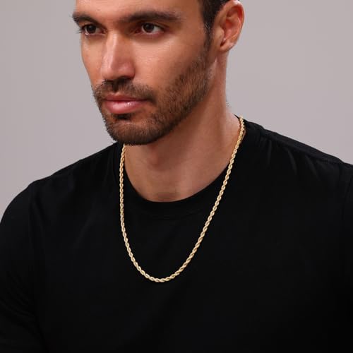 Monily Valentine's Day gifts 24k Real Gold Plated Rope Chain 1.5mm 2.5mm 5mm Stainless Steel Twist Chain Necklace for Men ...