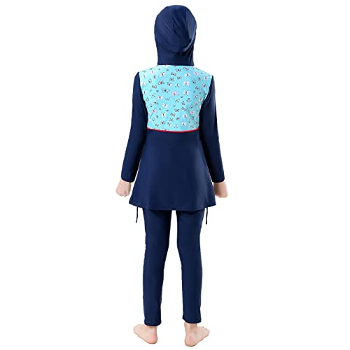 Girls Muslim Swimsuit Sweetheart Top + Pants Full Coverage Swimwear Islamic Cap Swimming Burkini Bathing Suit