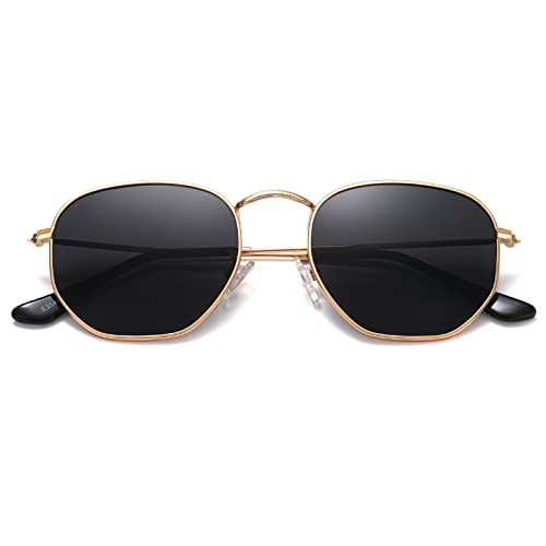 MEETSUN Polarized Hexagon Sunglasses for Women Men Polygon Square Sun Glasses UV400 Protection Metal Frame